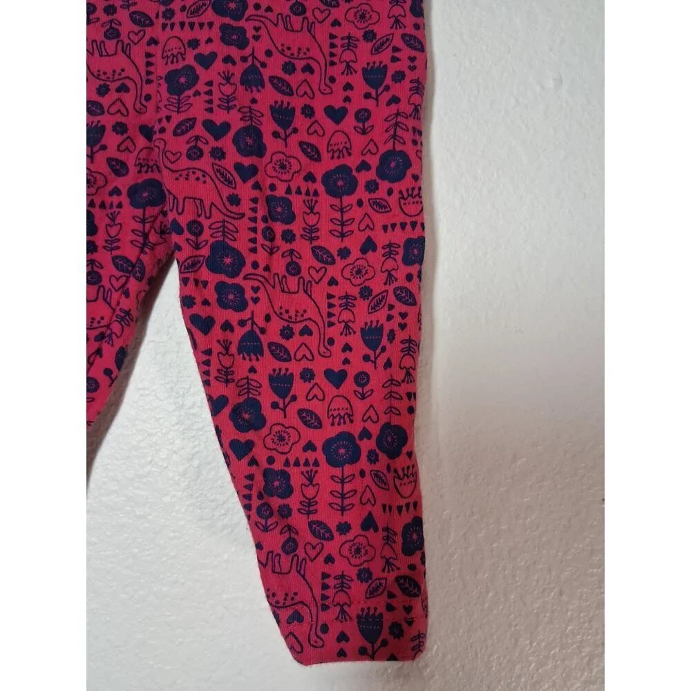 Carter's Leggings Dinosaur Floral Boho Casual Pink Baby Girls Size 3-6 Months